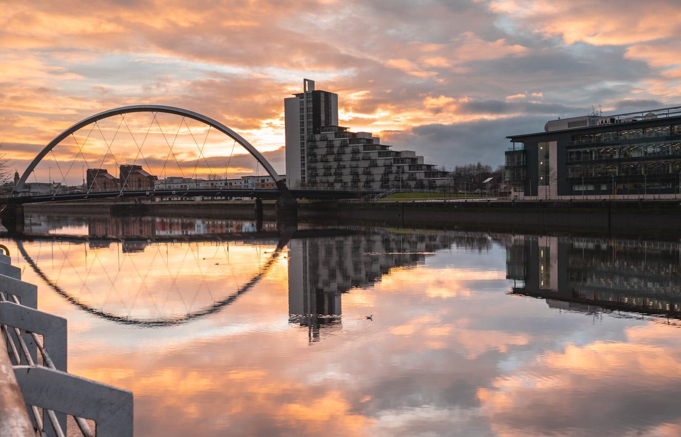 Glasgow city skyline with Victorian architecture and the River Clyde