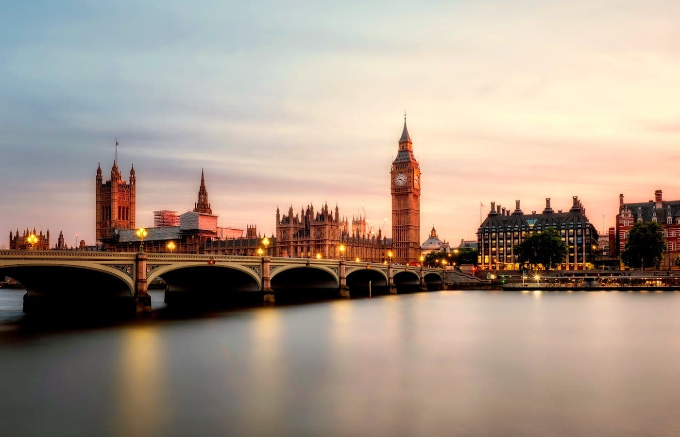The Thames at golden hour with Tower Bridge in the background