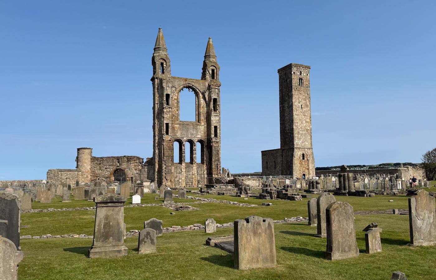 St Andrews Cathedral ruins with the North Sea in the background
